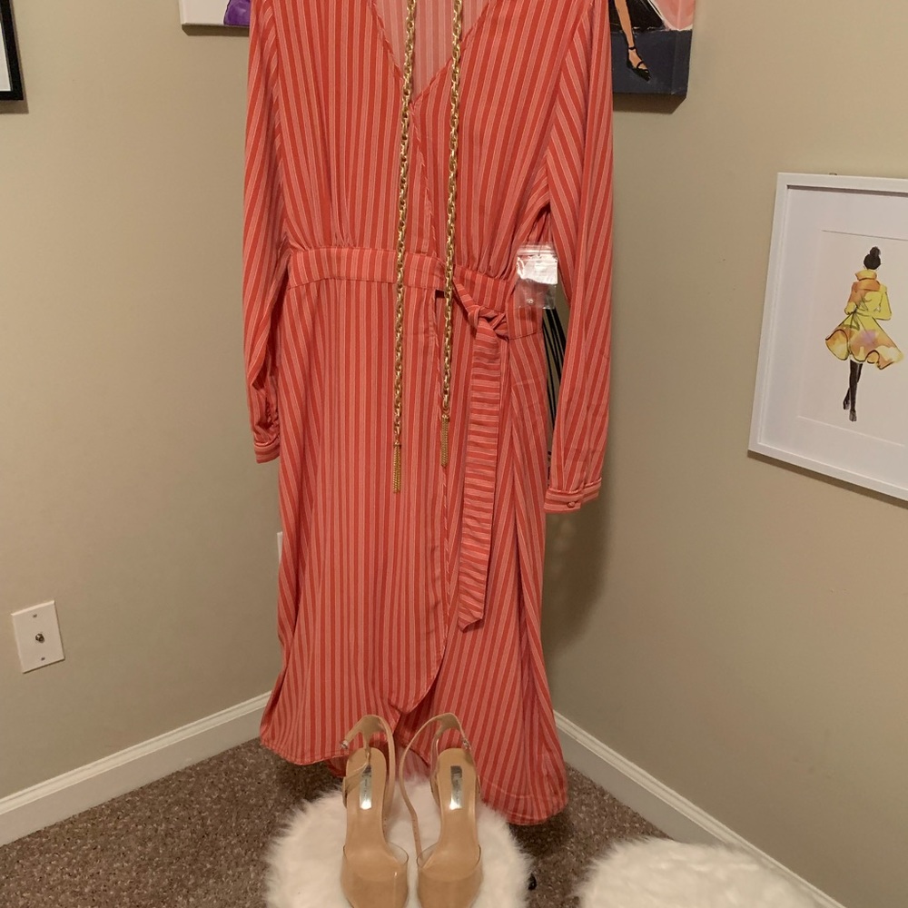 New Red and white long Dress, Size Med